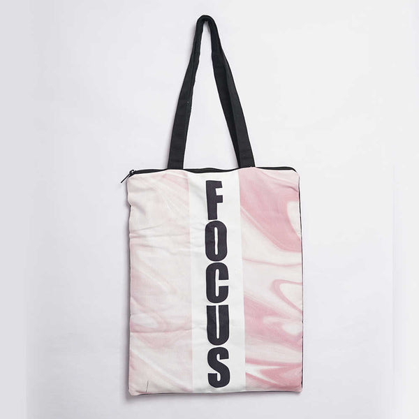 Blush Pink Focus Printed Tote Bag