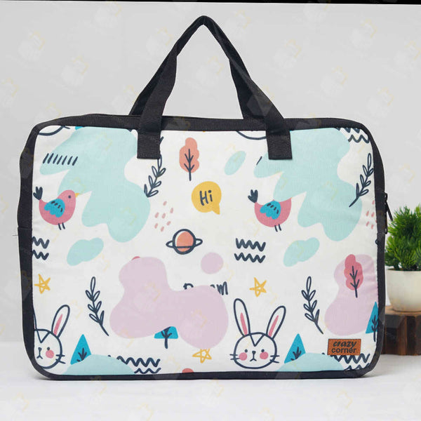 Bunny Printed Canvas Laptop Bag - 15.6 inch