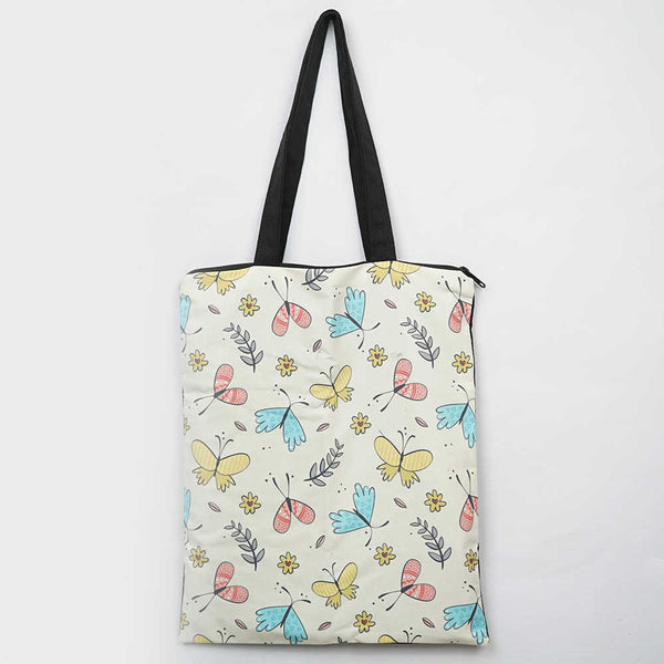 Butterfly & Leafs Printed Tote Bag
