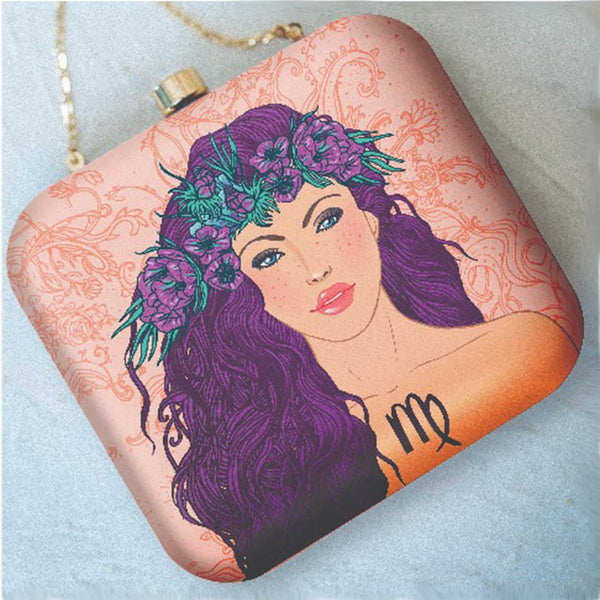 Virgo Sun Sign Customized Clutch with Name - Uncommongifts.in