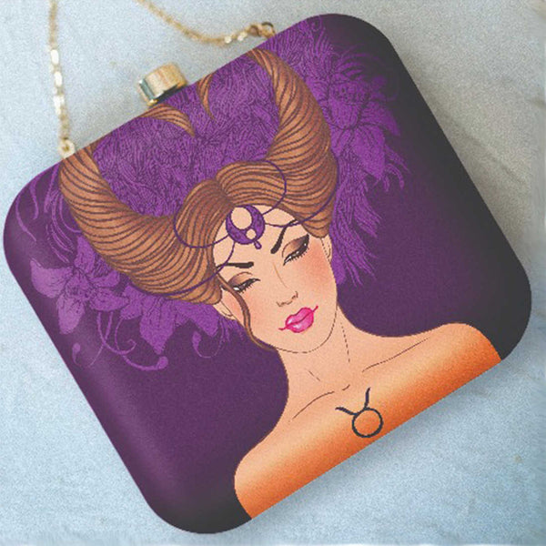 Taurus Sun Sign Customized Clutch with Name - Uncommongifts.in