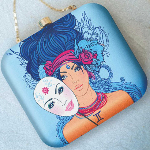 Gemini Sun Sign Customized Clutch with Name - Uncommongifts.in