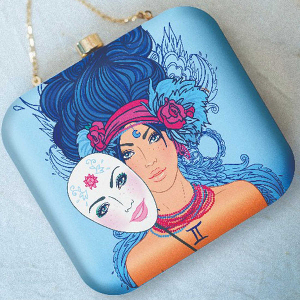 Gemini Sun Sign Customized Clutch with Name - Uncommongifts.in