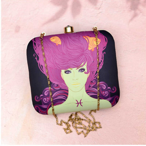 Pisces Sun Sign Customized Clutch with Name - Uncommongifts.in