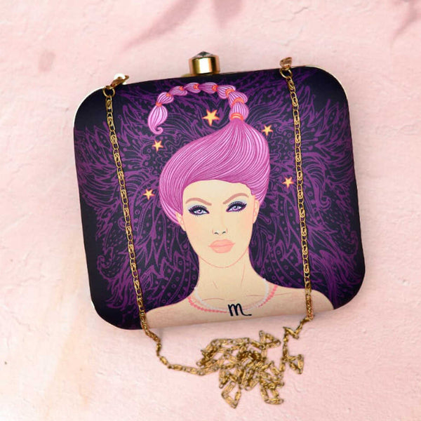 Scorpio Sun Sign Customized Clutch with Name - Uncommongifts.in