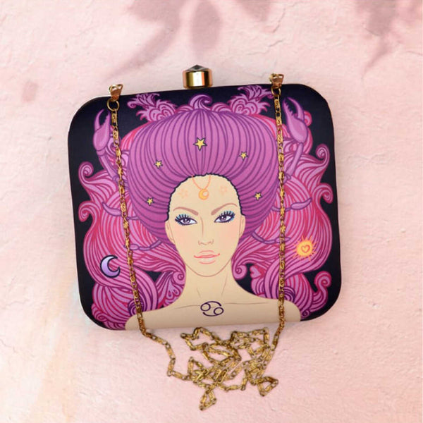 Cancer Sun Sign Customized Clutch with Name - Uncommongifts.in