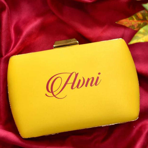 Yellow Owl Printed Customized Clutch - Uncommongifts.in