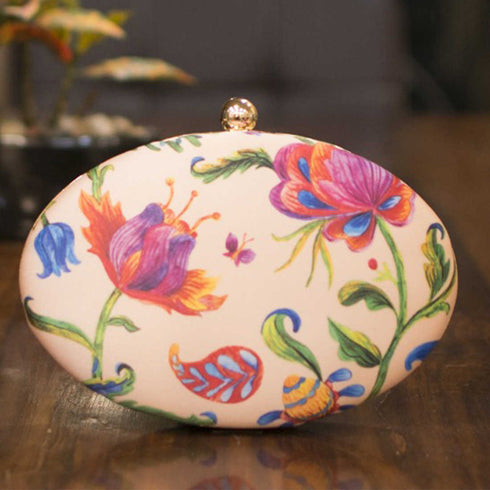 Floral Customized Pink Clutch - Uncommongifts.in