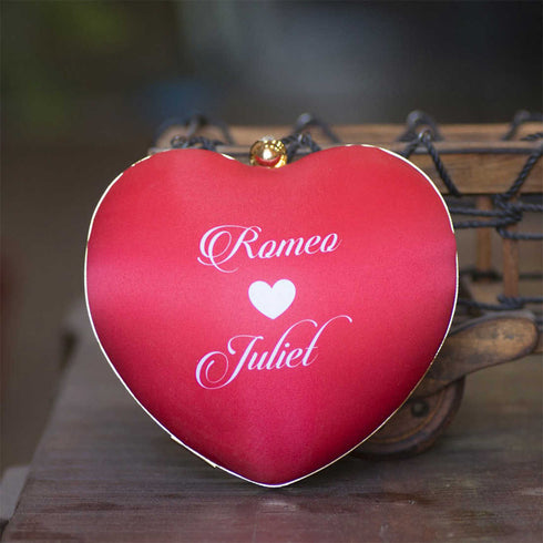 Romeo Juliet Red Heart Customized Clutch - Uncommongifts.in