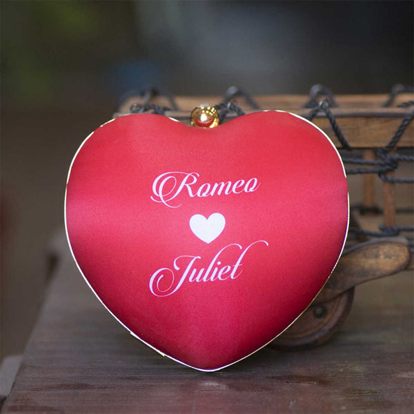 Romeo Juliet Red Heart Customized Clutch - Uncommongifts.in