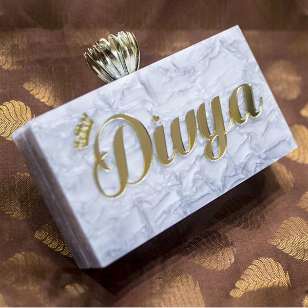 Acrylic Customized Clutch with Name - Uncommongifts.in