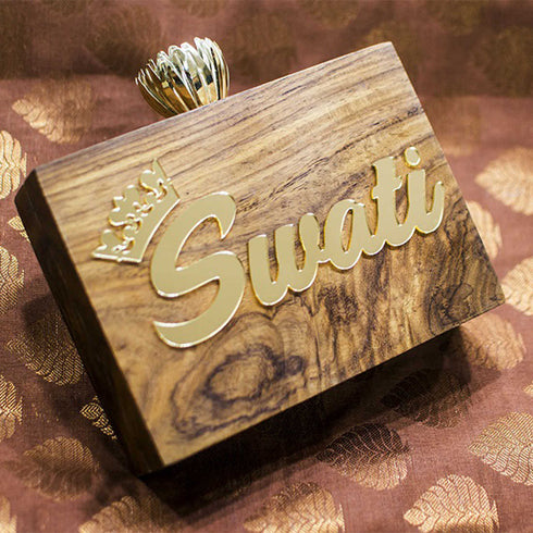 Wooden Customized Name Clutch - Uncommongifts.in
