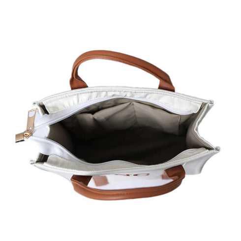 Personalised PU White Woody Handbag