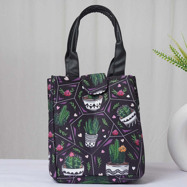 Cactus Printed Lunch Bag With Handle - Uncommongifts.in