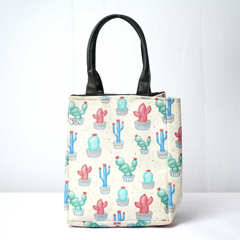 Cactus Printed Lunch Bag With Handle