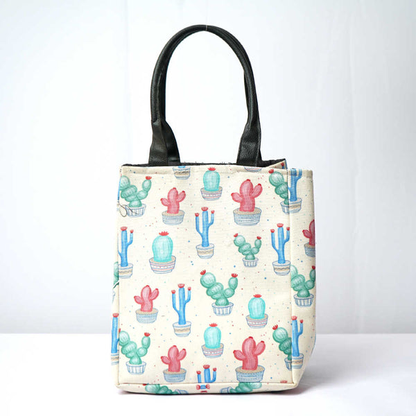 Cactus Printed Lunch Bag With Handle