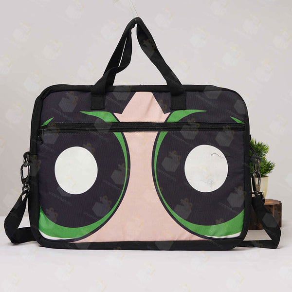 Cartoon Face Printed Canvas Laptop Bag - 15.6 inch