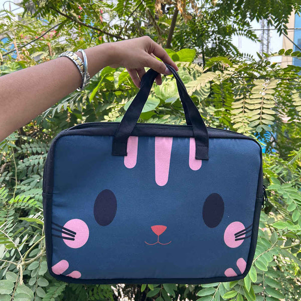 Cat Printed Canvas Laptop Bag Fit 15.6 Inch Laptop
