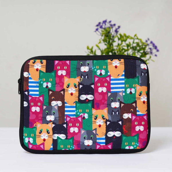 Cat Faces Printed Laptop Sleeve/Cover 11 inch