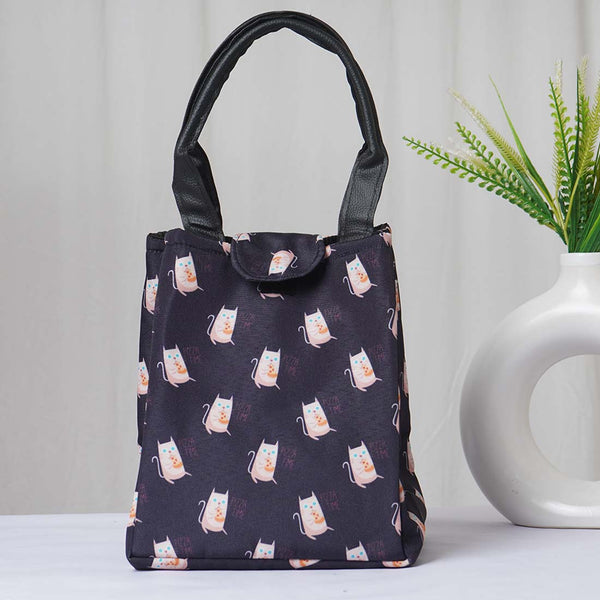 Cats Printed Lunch Bag With Handle - Uncommongifts.in