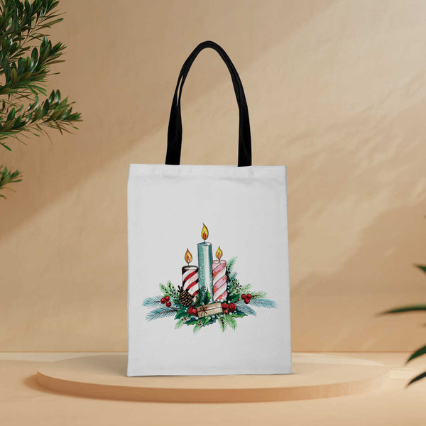 Christmas Candles Theme Printed Tote Bag - Uncommongifts.in
