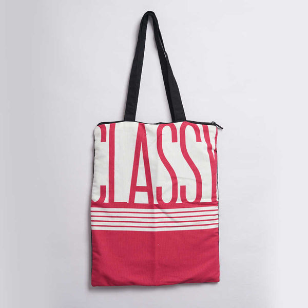 Classy Pink Printed Tote Bag