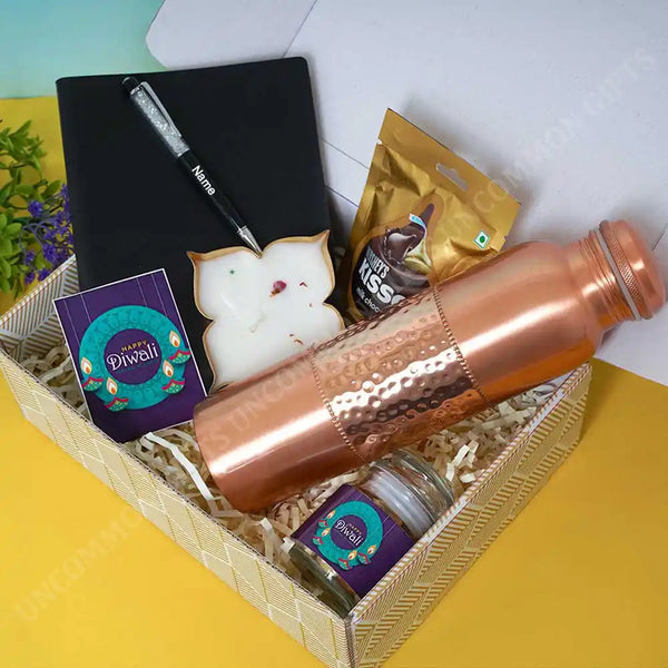 Copper Bottle Diwali Combo Gift Set