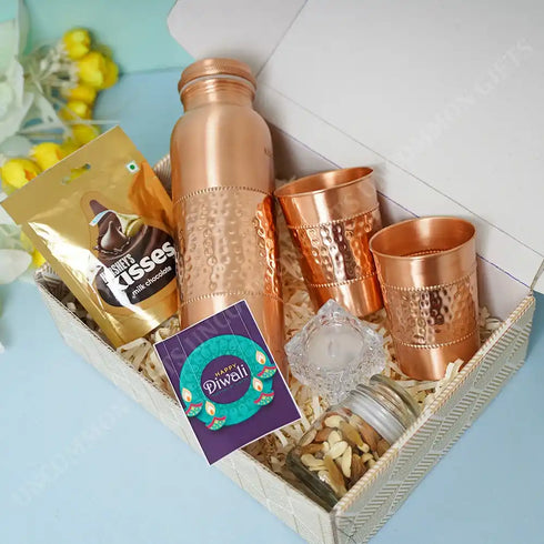 Copper Bottle Diwali Combo Gift Set