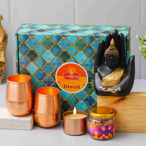 Copper Glass Diwali Combo Gift Set