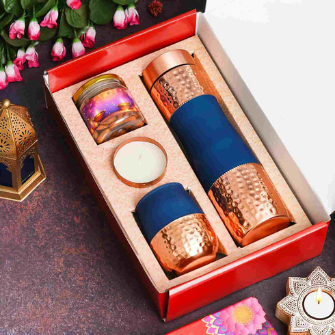 Copper Bottle Diwali Combo Gift Set