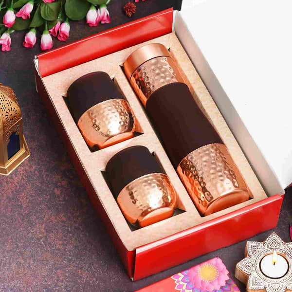 Copper Bottle Diwali Combo Gift Set