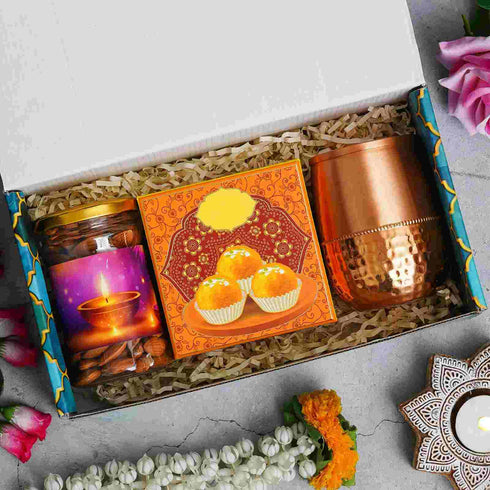 Copper Glass Diwali Gift Combo