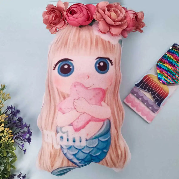 Crazy Corner Little Mermaid Velvet Plush Pillow for Kids