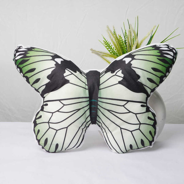 Crazy corner green & black butterfly shape velvet plush pillow