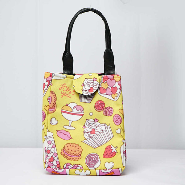 Cup Cake Printed Lunch Bag With Handle