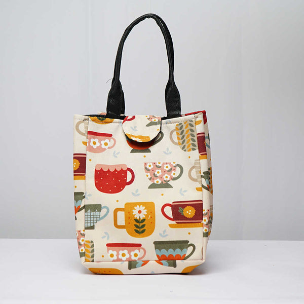 Cup Printed Lunch Bag With Handle