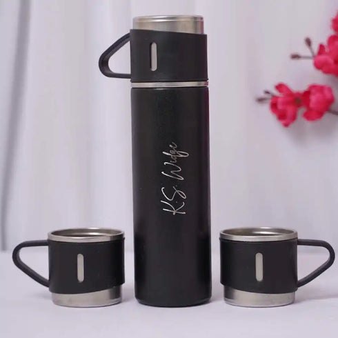 Customize Vacuum Flask Set Water Bottle - Black