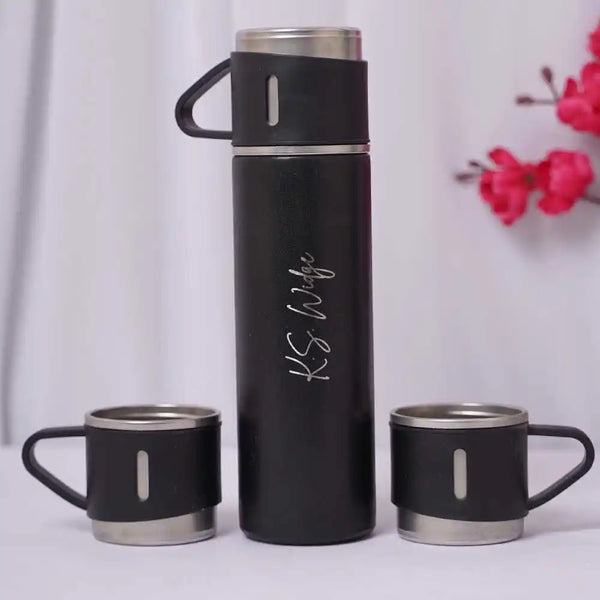 Customize Vacuum Flask Set Water Bottle - Black