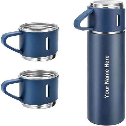Customize Vacuum Flask Set Water Bottle - Navy Blue - Uncommongifts.in