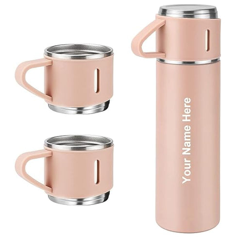 Customize Vacuum Flask Set Water Bottle - Pink - Uncommongifts.in