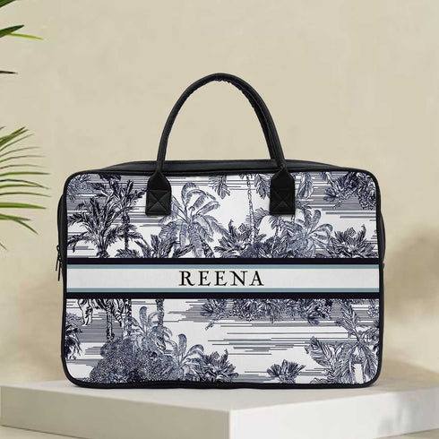 Customized Animal Printed Canvas and PU Laptop Bag - Uncommongifts.in