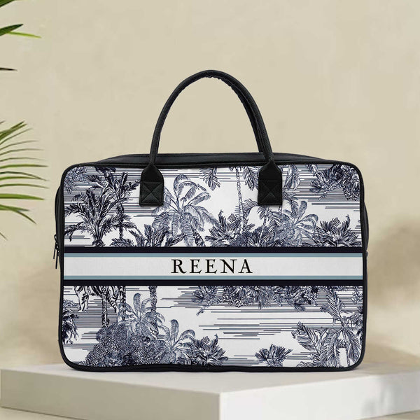 Customized Animal Printed Canvas and PU Laptop Bag - Uncommongifts.in