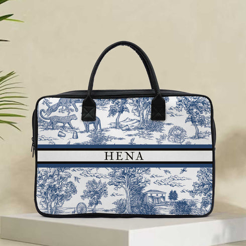 Customized Animal Printed Canvas and PU Laptop Bag - Uncommongifts.in