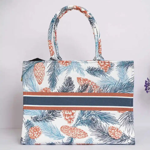 Customized Christmas Leafs Printed Box Tote Bag