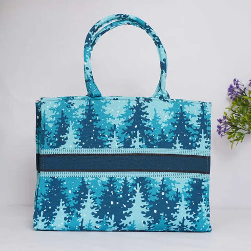 Customized Christmas Tree Printed Box Tote Bag