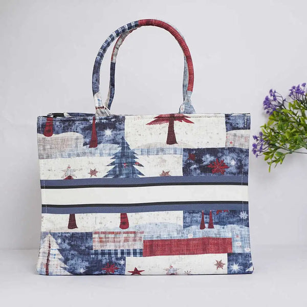 Customized Christmas Tree Printed Box Tote Bag