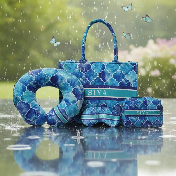 Customized Ethnic Motifs Blue Printed Combo Gift Set
