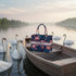 Customized Flamingo Printed Blue Handheld Box Bag