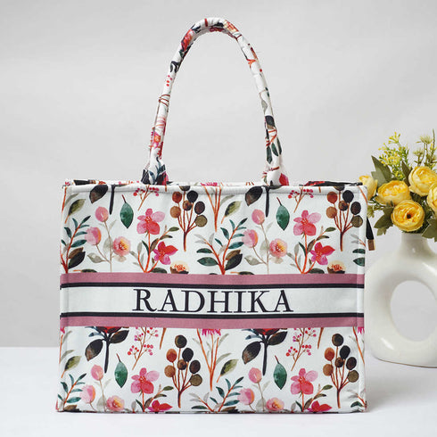 Customized Floral Box Tote Bag - Uncommongifts.in