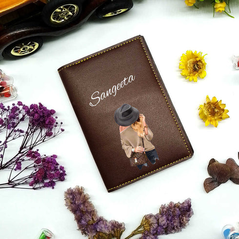 Customized Girl Printed Passport Cover - Black